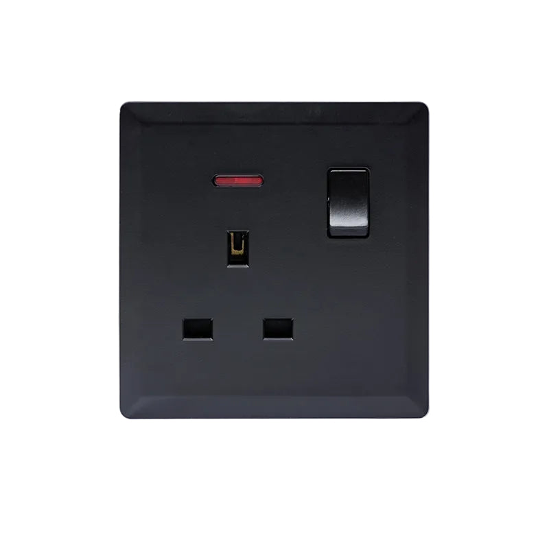 Switched 13A Socket with Neon (Black) - #S7.0-017B