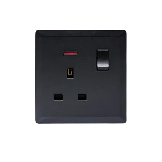 Switched 13A Socket with Neon (Black) - #S7.0-017B