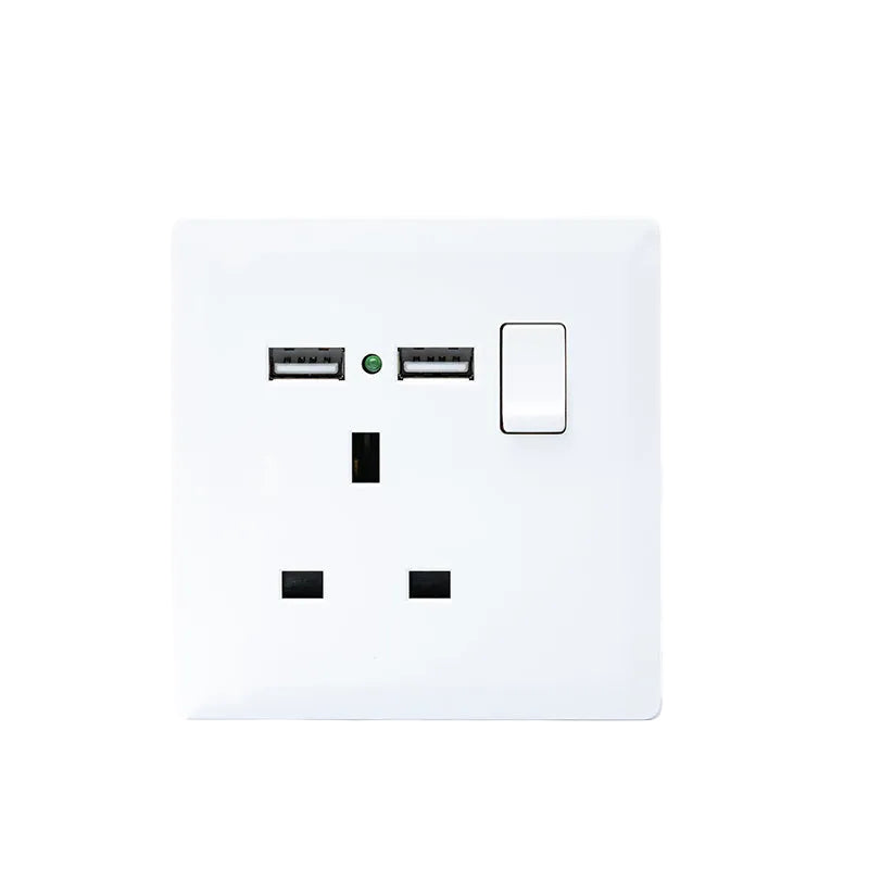 Switched 13A Socket With 2 USB Port (White) - #S7031W