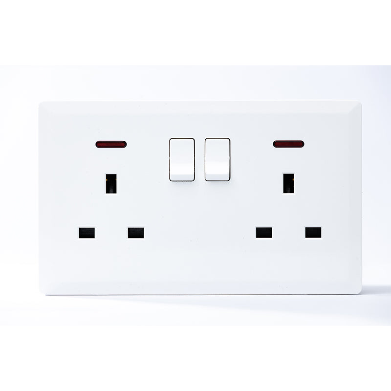 Switched Double 13A Socket with Neon (White) - #S7.0-045W