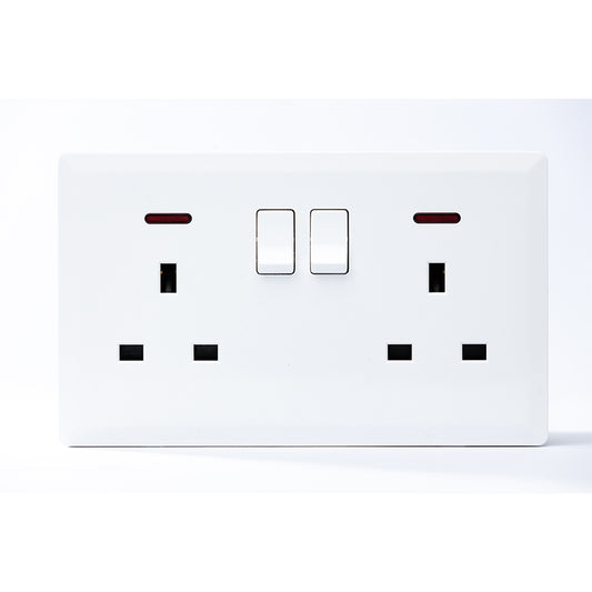 Switched Double 13A Socket with Neon (White) - #S7.0-045W