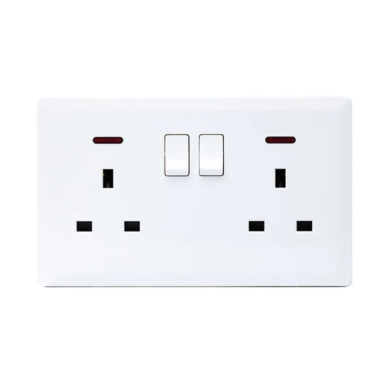 Switched Double 13A Socket with Neon (White) - #S7045W