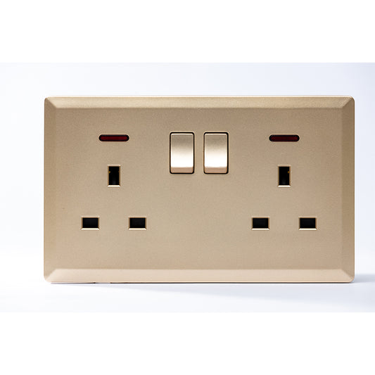 Switched Double 13A Socket with Neon (Gold) - #S7.0-045G
