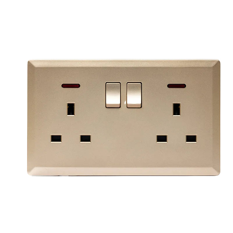 Switched Double 13A Socket with Neon (Gold) - #S7.0-045G
