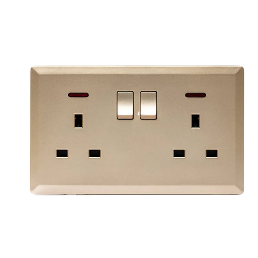 Switched Double 13A Socket with Neon (Gold) - #S7.0-045G