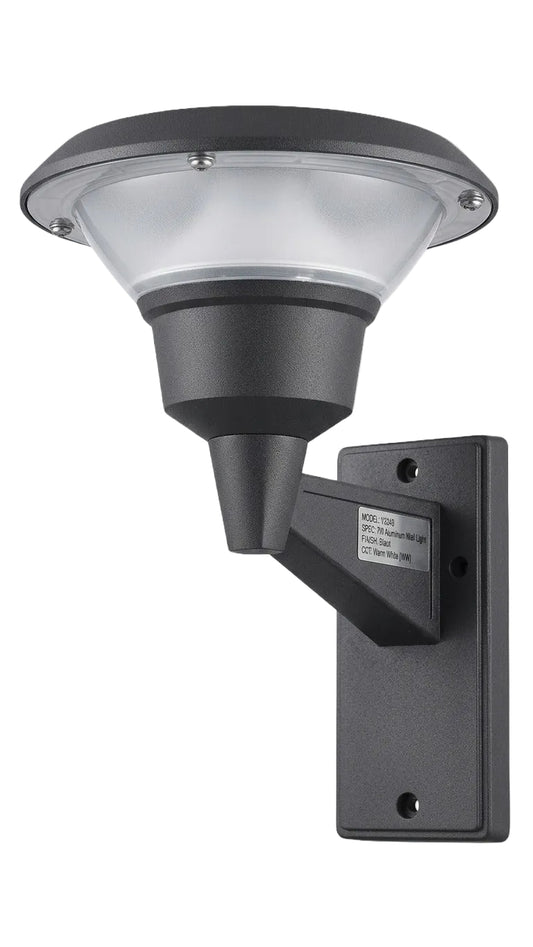 7W Alumin. Wall Light w Bracket Black WW #Y3248