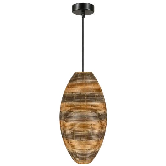 Metal, Plastic Rattan Pendant Black, Rattan E27 #PEN300 BK/RATTAN