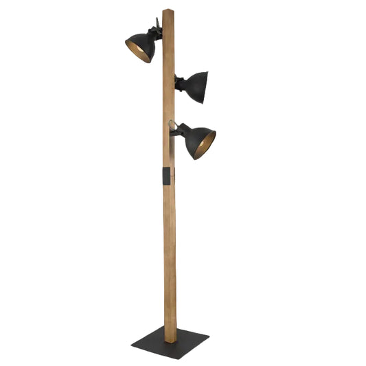 Metal and Wood Standing Lamp Black E27 #SL413 BLACK
