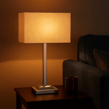 Polished Table Lamp Champagne Fabric #TL178