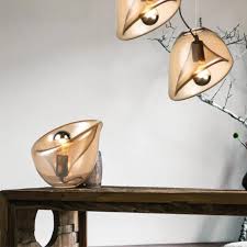 40W Arum Lily Glass Table Lamp Amber E27 IP20 #DL-KLT-1027