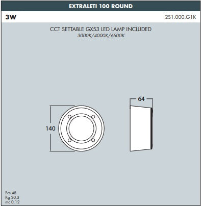 EXTRALETI 100 Round Brick Light - #2S1.000.W
