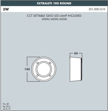 EXTRALETI 100 Round Brick Light - #2S1.000G