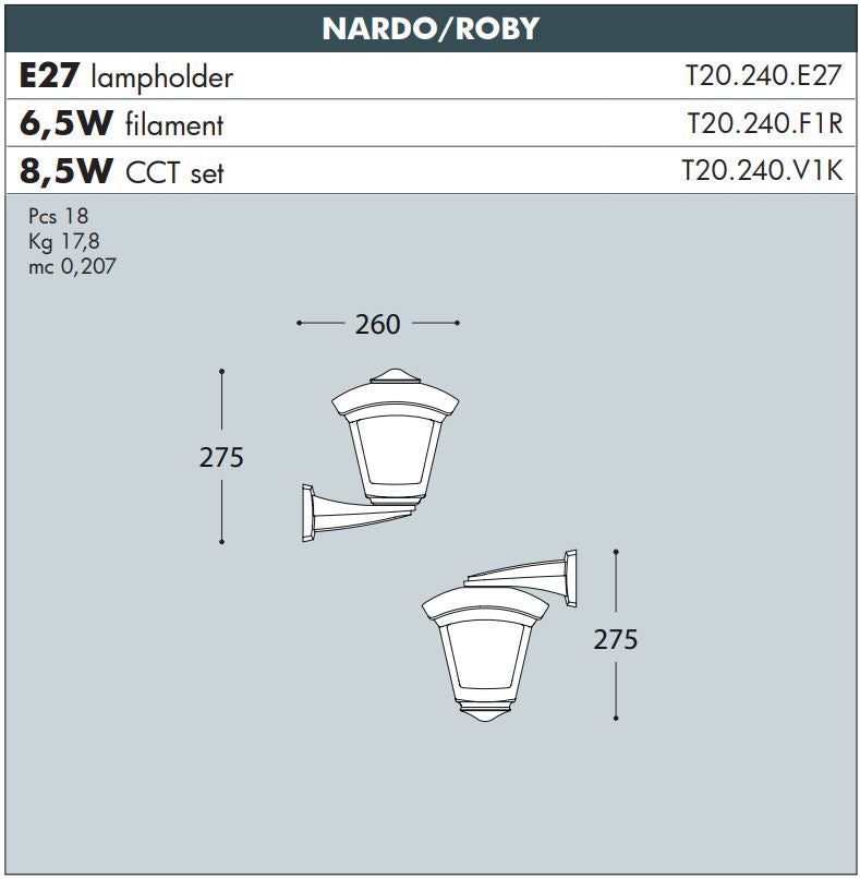 NARDO/ROBY Wall Lantern - #T20.240G