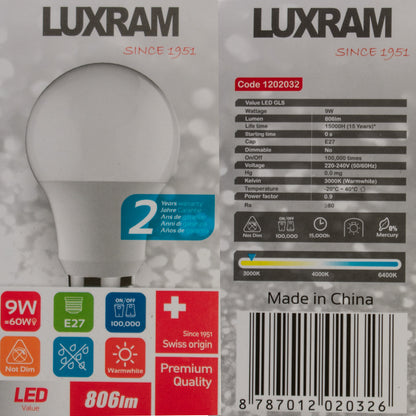 9W VALUE Lightbulb E27 - #1202032