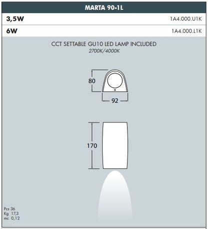 MARTA 90 Up/Down Light - #1A4.000AXG