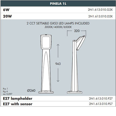 PINELA Standard Garden Bollard - #2N1.613