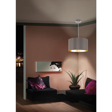 MASERLO Stl, Fabric Pendant Cappuccino Gold E27 #31603