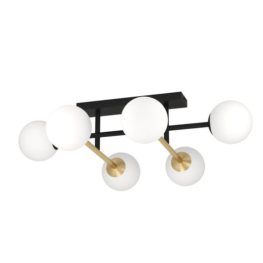 PAZ Stl, Opal Glass Ceiling Lt Bk, Brass White E14 #390176