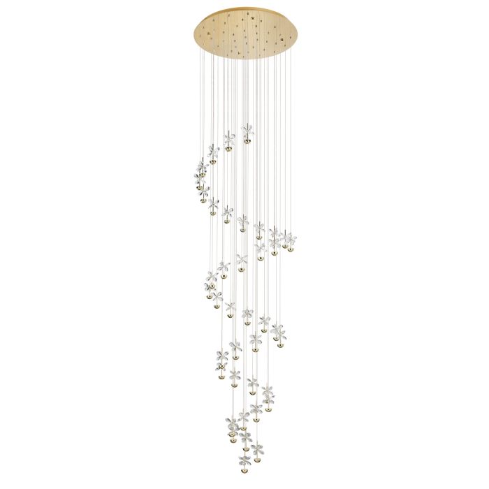PIANOPOLI 3 Glass, Crystal Pendant Brass 3340mm #390311