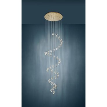 PIANOPOLI 3 Glass, Crystal Pendant Brass 3340mm #390311