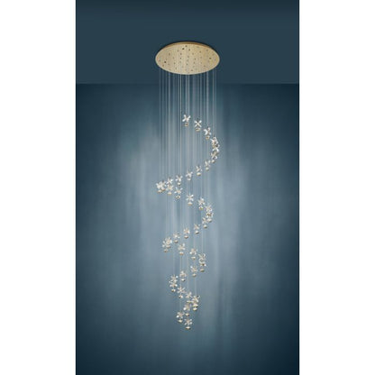 PIANOPOLI 3 Glass, Crystal Pendant Brass 3340mm #390311