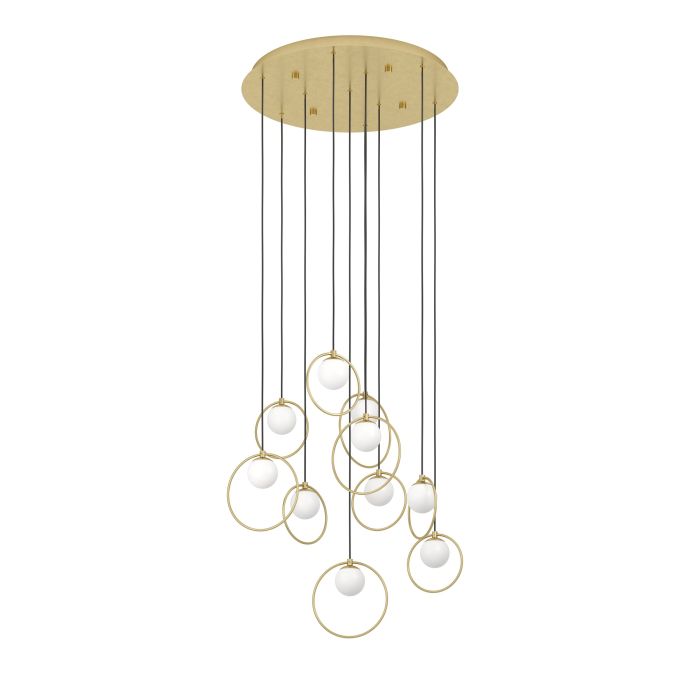 PORTOCOLOM Stl, Opal Glass Pendt. Brass, Gold Wh 10XE14 #390345