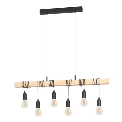 TOWNSHEND 6 Lt Pendant Black, Brown E27 #43513