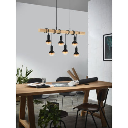 TOWNSHEND 6 Lt Pendant Black, Brown E27 #43513