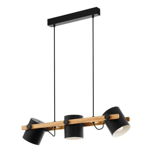 HORNWOOD Stl 3 Lt Pendant Black, Crème E27 #43517