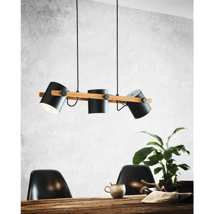 HORNWOOD Stl 3 Lt Pendant Black, Crème E27 #43517
