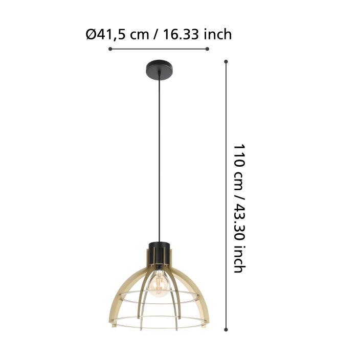 STILLINGTON Pendant Light Black/Gold E27 #43767