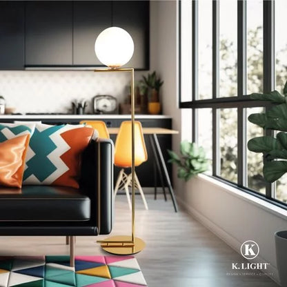 40W Floor Lamp w Switch Gold, Opal White E27 #CA-KLT1626/F
