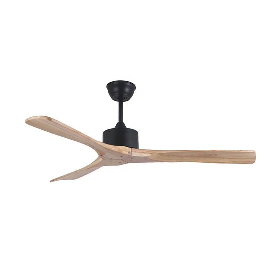 Matt Black and Light Wood Ceiling Fan - #F631BK