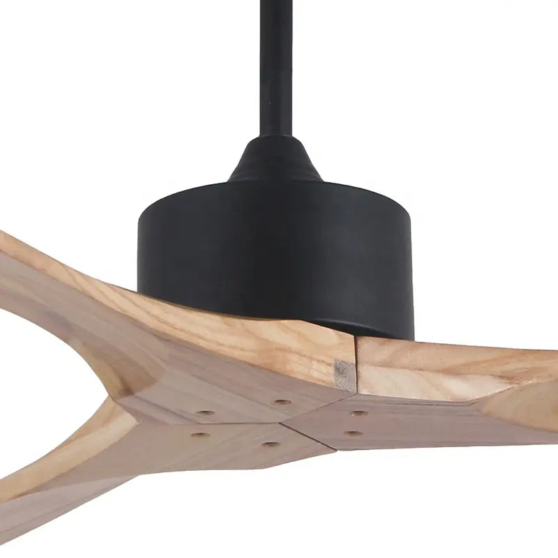 Matt Black and Light Wood Ceiling Fan - #F631BK