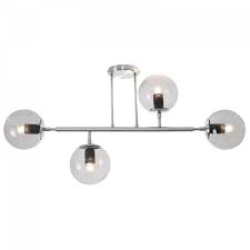 4 Lt Ceiling Fitting Sat Chrome, Clear Glass E27 #CF561/4 SATIN