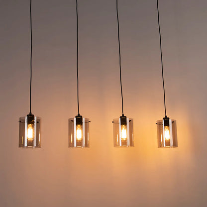 HORTUNAS 4 Lt Smoked Glass Pendant Black #390433