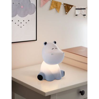 CASTELLINO Hippo Kids Table Lamp w USB Blue WW #75945