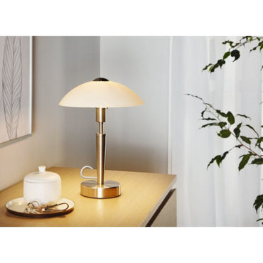 SOLO 1 Stl Table Lt Sat Nickel, White E14 #85104