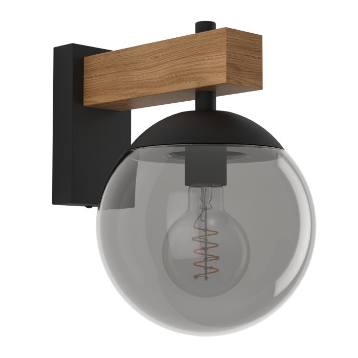 BUFALATA Stl Wall Lt Black Clear E27 IP44 #900671