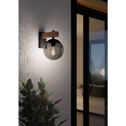 BUFALATA Stl Wall Lt Black Clear E27 IP44 #900671