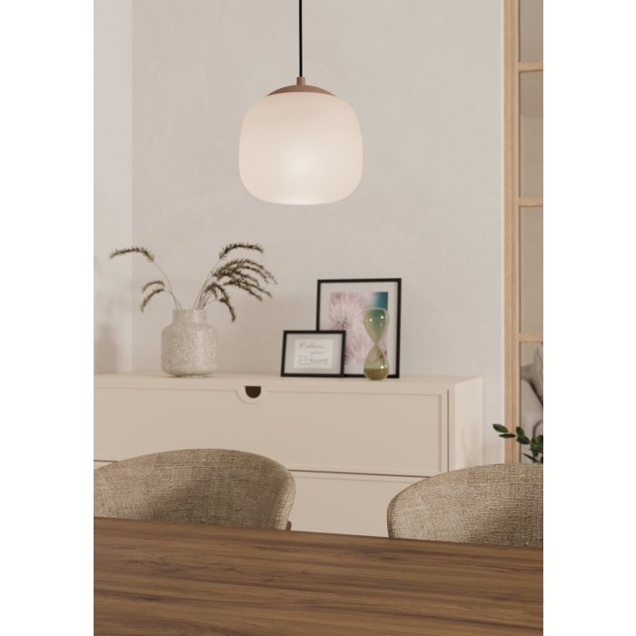 COMINIO Steel, Etched Glass Pendant Taupe, Sandy E27 IP20  #900893