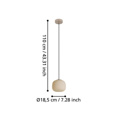 COMINIO Steel, Etched Glass Pendant Taupe, Sandy E27 IP20  #900893