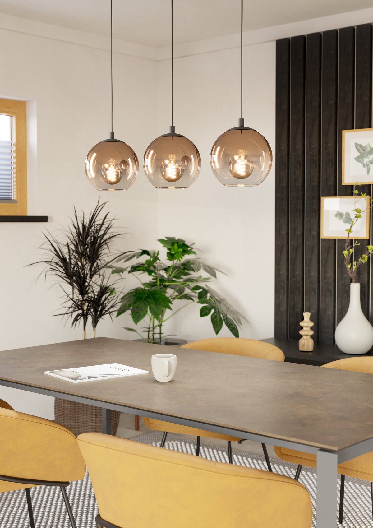 ARISCANI 1 Steel, Glass 3 Lt Pendant Copper Colored E27  #901924