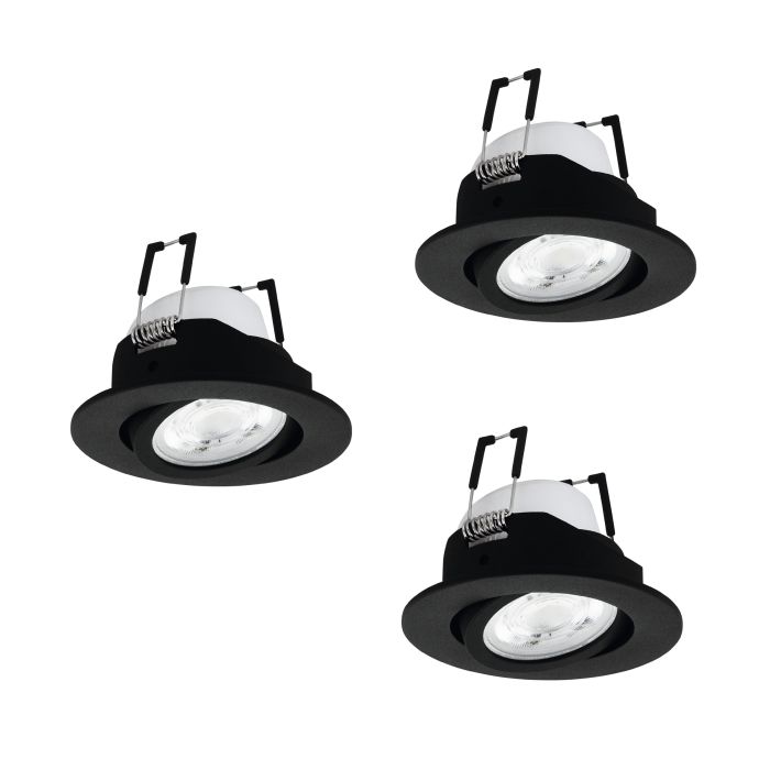 3xRGB LED Recessed Downlights Tilt Black IP20   #902287