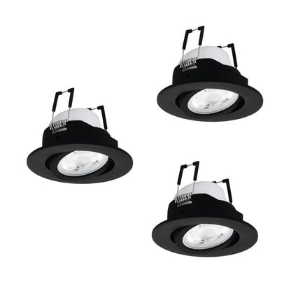 3xRGB LED Recessed Downlights Tilt Black IP20   #902287