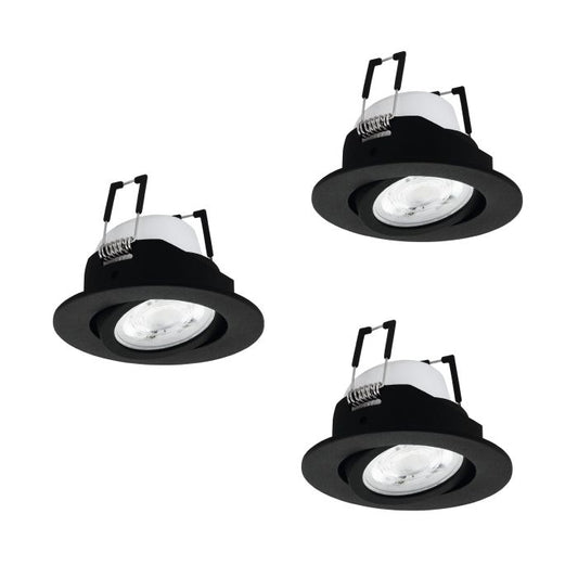 3xRGB LED Recessed Downlights Tilt Black IP20   #902287