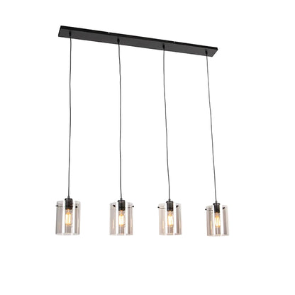 HORTUNAS 4 Lt Smoked Glass Pendant Black #390433