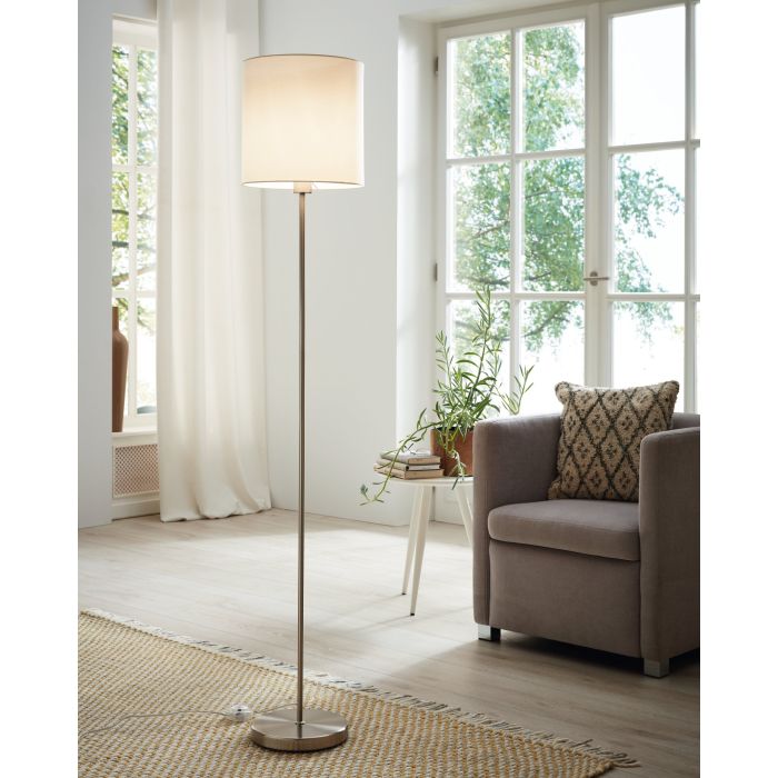 PASTERI Floor Lamp–Steel & Fabric, Sat White, E27 #95164