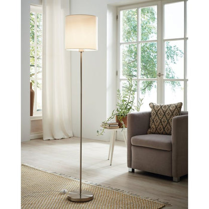 PASTERI Floor Lamp–Steel & Fabric, Sat White, E27 #95164