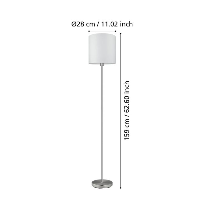 PASTERI Floor Lamp–Steel & Fabric, Sat White, E27 #95164